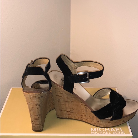 Michael Kors Suede Wedges with cork wedge heel. - Picture 3 of 5